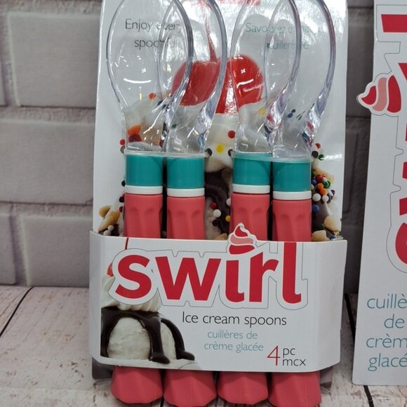 Joie Swirl 4pc Spoons And Scoop Set, Pink Teal Retro Look - Picture 2 of 7